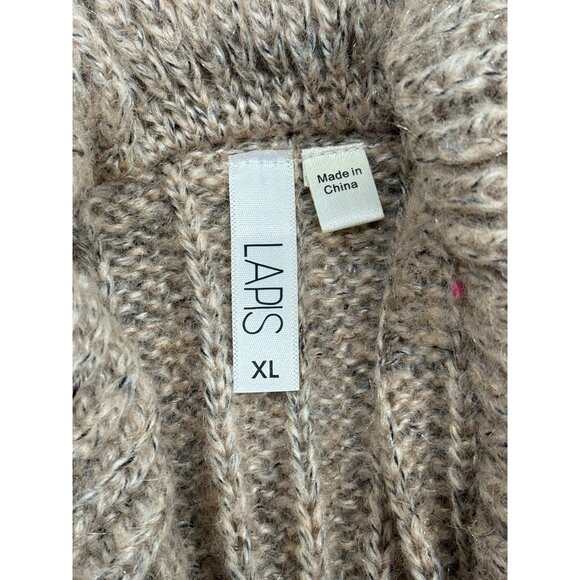 Anthropologie Lapis Cardigan Faux Fur Trim Ruffle Sweater Tan Art Women Size XL - Picture 4 of 8